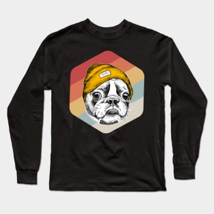 Frenchie Bulldog Retro Vintage Long Sleeve T-Shirt
